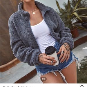 Cropped teddy jacket